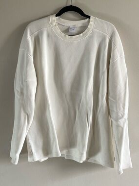 Aritzia TNA White Long Sleeve Waffle Ter